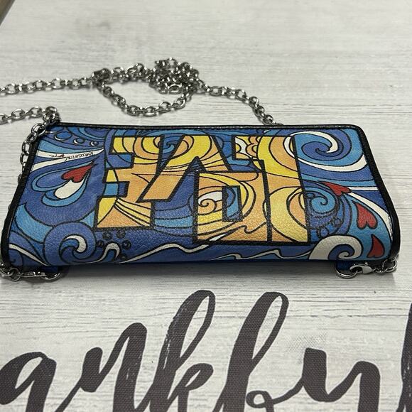 Brighton LOVE GROOVE Crossbody Wallet Bag Multicolor Leather Slim Purse - Picture 6 of 12